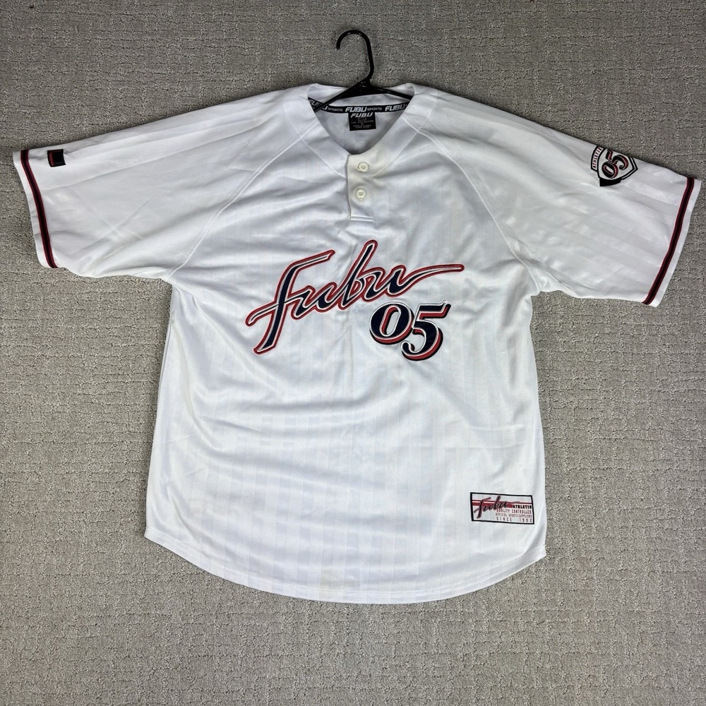 Vintage Fubu Baseball Jersey Shirt Mens Medium 05 Collection 2000s Y2K 90's